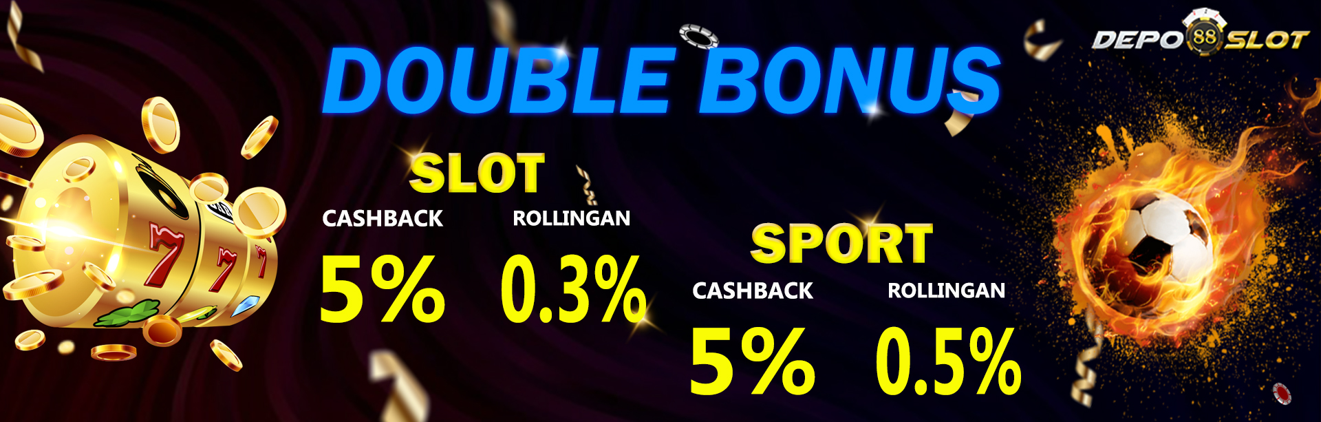 DOUBLE BONUS SLOT DAN SPORT KOMISI ROLLINGAN CASHBACK TERBESAR